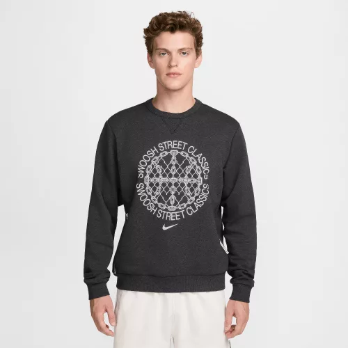 Nike Standard Issue Men's Dri-FIT Basketball Crew-Neck Sweatshirt Black/Heather/Pale Ivory – termékfotó, oldalnézet