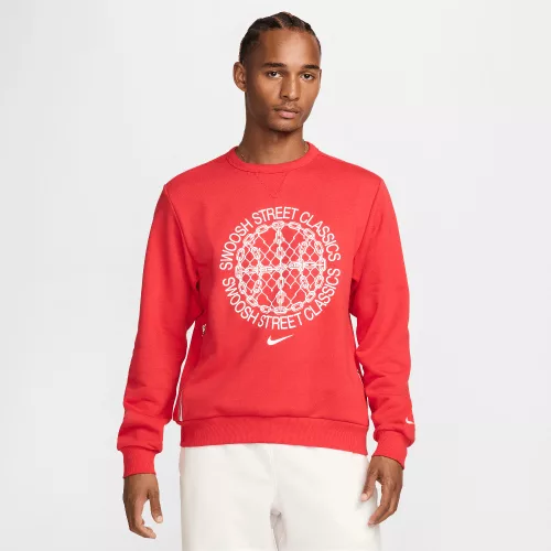 Nike Standard Issue Men's Dri-FIT Basketball Crew-Neck Sweatshirt University Red/Heather/Pale Ivory – termékfotó, oldalnézet
