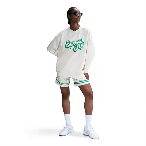 Nike Swoosh Fly Women's Dri-FIT Oversized French Terry Basketball Sweatshirt Sail/Stadium Green – termékfotó, oldalnézet