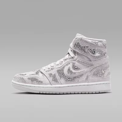 Jordan 1 Retro High OG Swarovski Vast Grey (Women's) magas szárú sneaker – termékfotó, oldalnézet