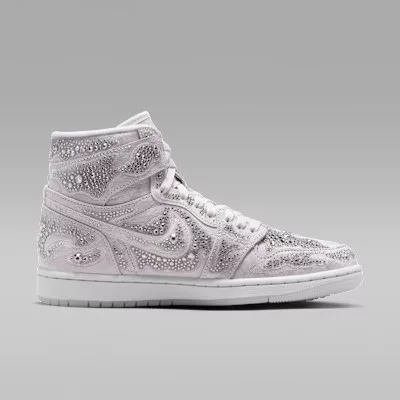 Jordan 1 Retro High OG Swarovski Vast Grey (Women's) magas szárú sneaker – termékfotó, oldalnézet