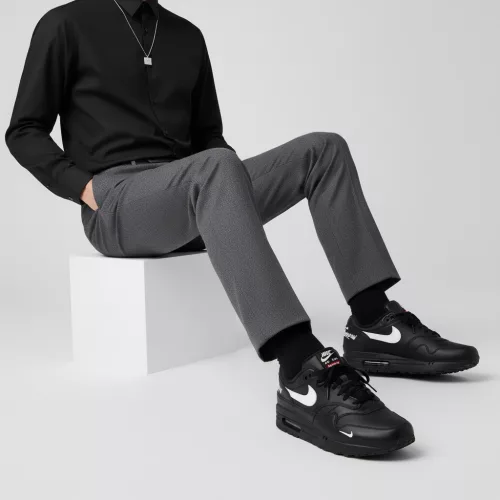Supreme x Nike Air Max 1 '87 SP 'Black White' férfi alacsony szárú utcai sneaker fekete