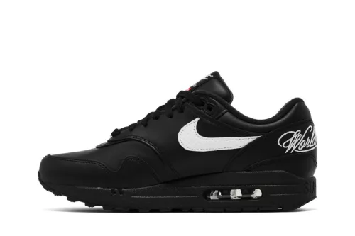 Supreme x Nike Air Max 1 '87 SP 'Black White' férfi alacsony szárú utcai sneaker fekete