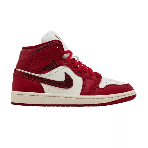 Jordan 1 Mid SE Red Cracked Leather (Women's) közepes szárú sneaker – termékfotó, oldalnézet