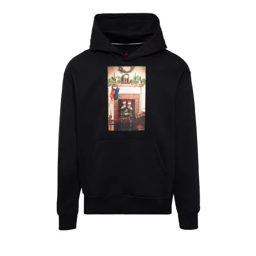 Air Jordan Jumpman Chimney Fleece Pullover Hoodie 'Black/Gym Red' – termékfotó, oldalnézet