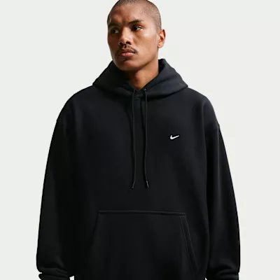 Nike Solo Swoosh Men's Pullover Hoodie Black/Black/White – termékfotó, oldalnézet