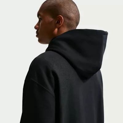 Nike Solo Swoosh Men's Pullover Hoodie Black/Black/White – termékfotó, oldalnézet