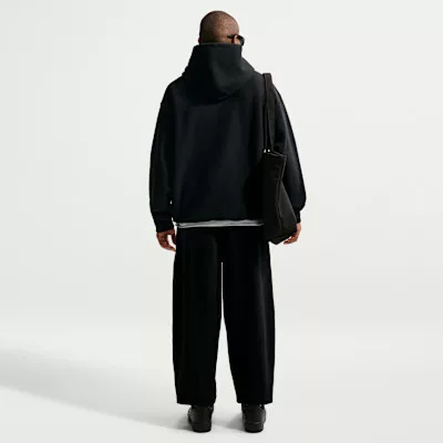 Nike Solo Swoosh Men's Pullover Hoodie Black/Black/White – termékfotó, oldalnézet
