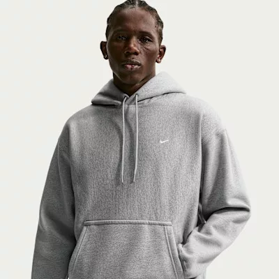 Nike Solo Swoosh Pullover Hoodie 'Dark Grey Heather/Light Smoke Grey/White' – termékfotó, oldalnézet