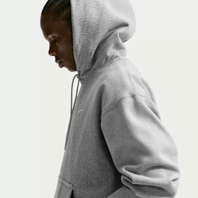 Nike Solo Swoosh Pullover Hoodie 'Dark Grey Heather/Light Smoke Grey/White' – termékfotó, oldalnézet