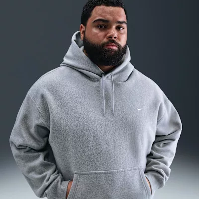 Nike Solo Swoosh Pullover Hoodie 'Dark Grey Heather/Light Smoke Grey/White' – termékfotó, oldalnézet
