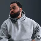 Nike Solo Swoosh Pullover Hoodie 'Dark Grey Heather/Light Smoke Grey/White' – termékfotó, oldalnézet