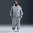 Nike Solo Swoosh Pullover Hoodie 'Dark Grey Heather/Light Smoke Grey/White' – termékfotó, oldalnézet