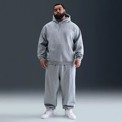 Nike Solo Swoosh Pullover Hoodie 'Dark Grey Heather/Light Smoke Grey/White' – termékfotó, oldalnézet
