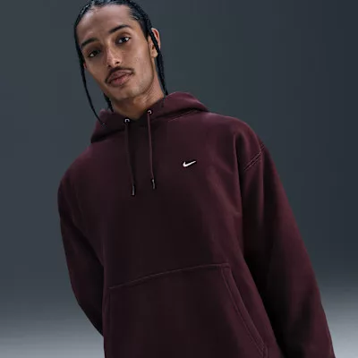 Nike Solo Swoosh Men's Pullover Hoodie Burgundy Crush/Burgundy Crush/White – termékfotó, oldalnézet