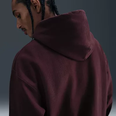 Nike Solo Swoosh Men's Pullover Hoodie Burgundy Crush/Burgundy Crush/White – termékfotó, oldalnézet