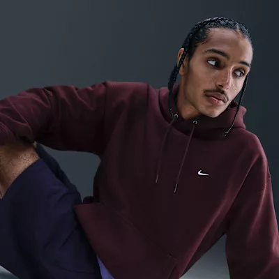 Nike Solo Swoosh Men's Pullover Hoodie Burgundy Crush/Burgundy Crush/White – termékfotó, oldalnézet