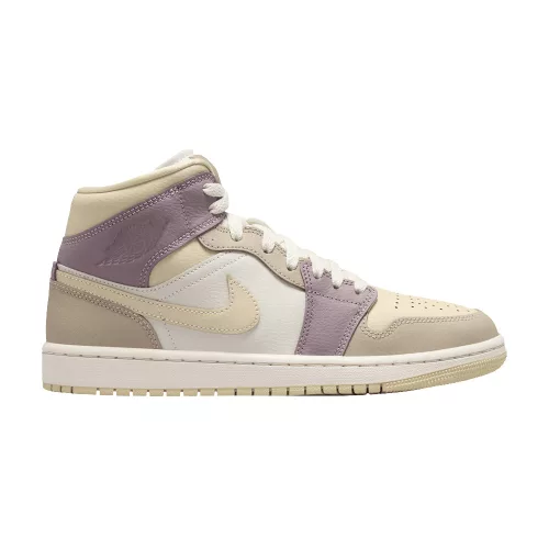 Jordan 1 Mid Light Orewood Brown Taupe Grey (Women's) közepes szárú sneaker – termékfotó, oldalnézet