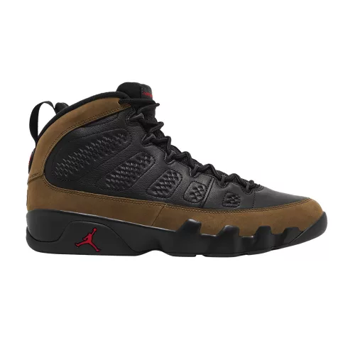 Jordan 9 Retro Olive (2024) magas szárú sneaker – termékfotó, oldalnézet