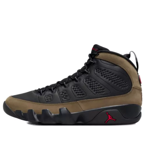 Jordan 9 Retro Olive (2024) magas szárú sneaker – termékfotó, oldalnézet