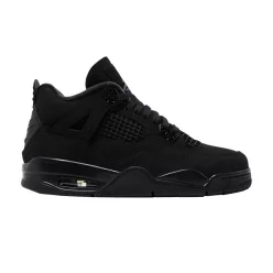Jordan 4 Retro Black Cat (2025) (GS) alacsony szárú sneaker – termékfotó, oldalnézet