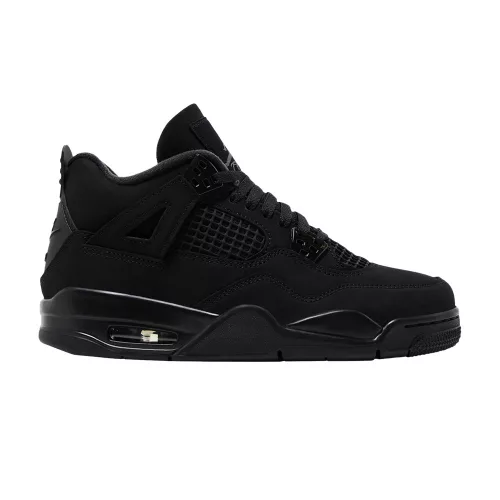 Jordan 4 Retro Black Cat (2025) (GS) alacsony szárú sneaker – termékfotó, oldalnézet