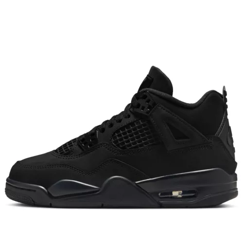 Jordan 4 Retro Black Cat (2025) (GS) alacsony szárú sneaker – termékfotó, oldalnézet