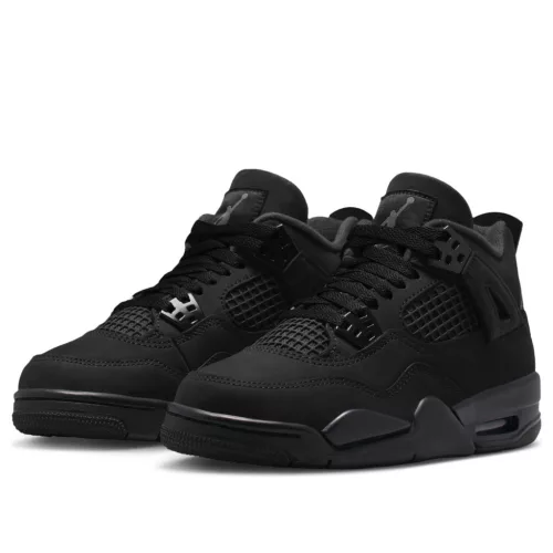 Jordan 4 Retro Black Cat (2025) (GS) alacsony szárú sneaker – termékfotó, oldalnézet
