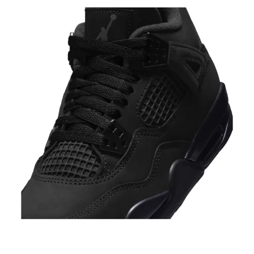 Jordan 4 Retro Black Cat (2025) (GS) alacsony szárú sneaker – termékfotó, oldalnézet