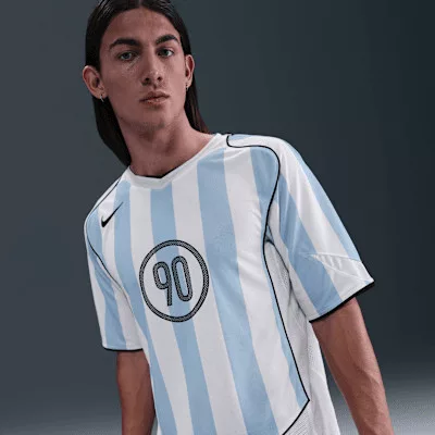 Nike T90 Dri-Fit Soccer Jersey 'Psychic Blue/White/Black/Black' – termékfotó, oldalnézet