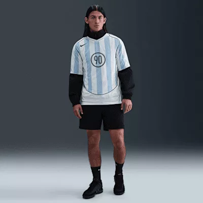 Nike T90 Dri-Fit Soccer Jersey 'Psychic Blue/White/Black/Black' – termékfotó, oldalnézet