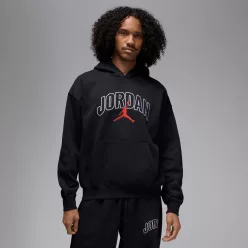 Jordan Brooklyn Fleece Men's Oversized Pullover Hoodie Black/Gym Red – termékfotó, oldalnézet