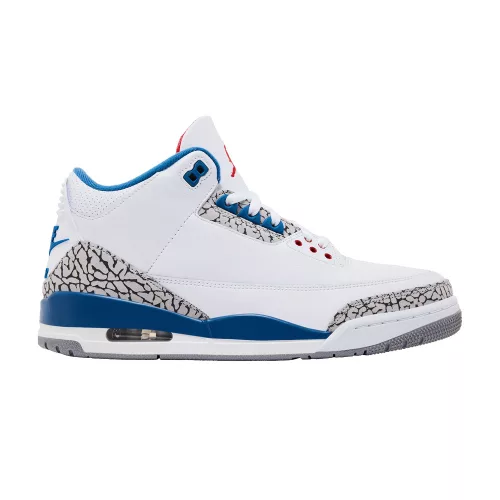 Jordan 3 Retro True Blue (2026) alacsony szárú sneaker – termékfotó, oldalnézet