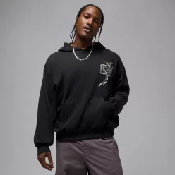 Jordan Brooklyn Men's Oversized Pullover Hoodie Black/Starfish – termékfotó, oldalnézet