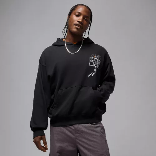 Jordan Brooklyn Men's Oversized Pullover Hoodie Black/Starfish – termékfotó, oldalnézet