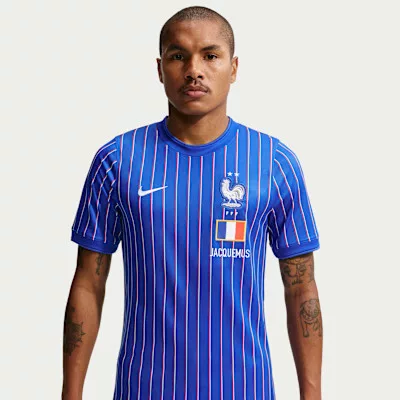 Nike x Jacquemus x France Pre Match Jersey Blue Stripe uniszex póló kék