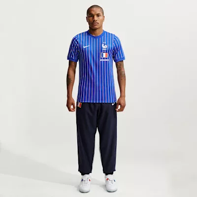 Nike x Jacquemus x France Pre Match Jersey Blue Stripe uniszex póló kék
