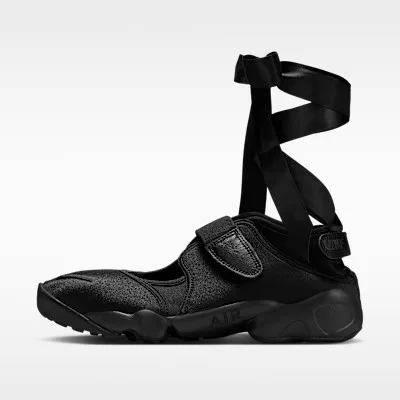 Nike Air Rift Triple Black Satin (Women's) alacsony szárú sneaker – termékfotó, oldalnézet