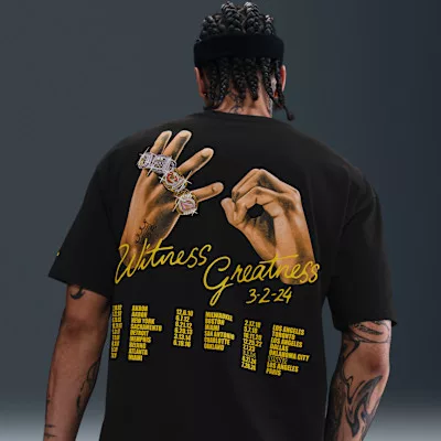 LeBron "Uncharted" Men's Max90 Basketball T-Shirt Black – termékfotó, oldalnézet