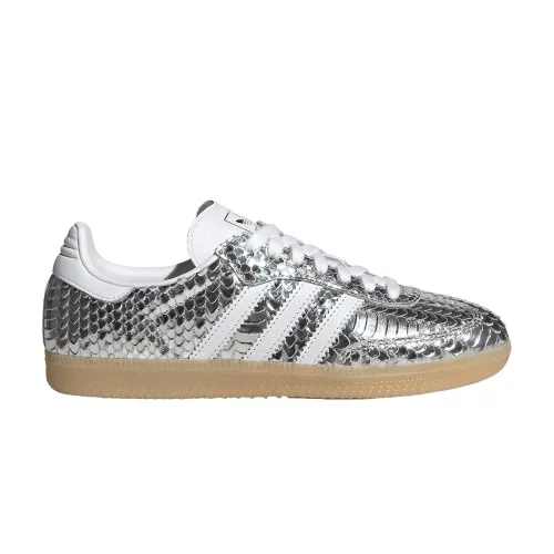 adidas Samba Patent Snakeskin Silver Metallic (Women's) alacsony szárú sneaker – termékfotó, oldalnézet