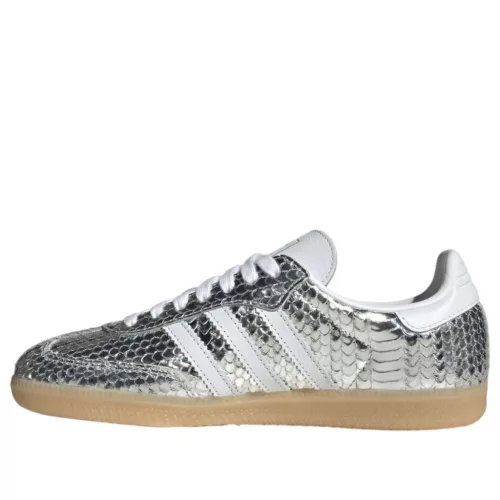 adidas Samba Patent Snakeskin Silver Metallic (Women's) alacsony szárú sneaker – termékfotó, oldalnézet
