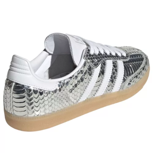 adidas Samba Patent Snakeskin Silver Metallic (Women's) alacsony szárú sneaker – termékfotó, oldalnézet