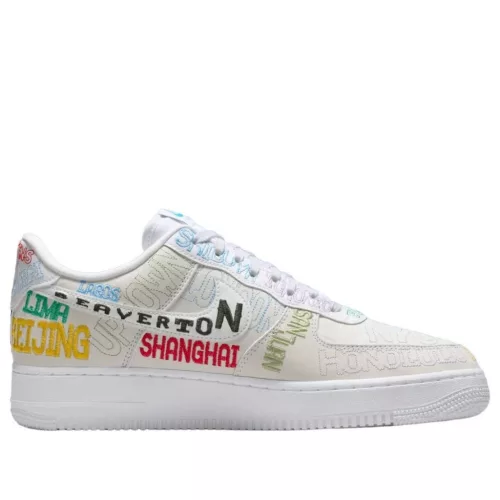 Nike Air Force 1 Low World Tour White alacsony szárú sneaker – termékfotó, oldalnézet