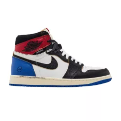 Jordan 1 Retro High OG SP Fragment x Union LA Varsity Red Sport Royal magas szárú sneaker – termékfotó, oldalnézet