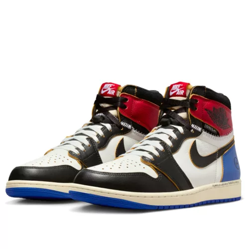 Jordan 1 Retro High OG SP Fragment x Union LA Varsity Red Sport Royal magas szárú sneaker – termékfotó, oldalnézet