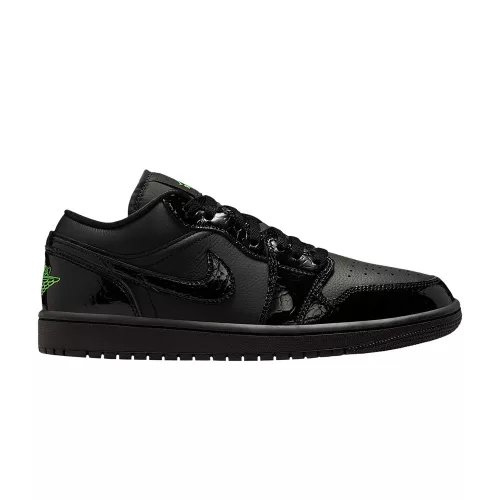 Jordan 1 Low SE Black Croc Scream Green (Women's) női alacsony szárú utcai sneaker fekete zöld
