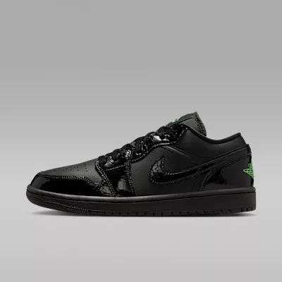 Jordan 1 Low SE Black Croc Scream Green (Women's) női alacsony szárú utcai sneaker fekete zöld