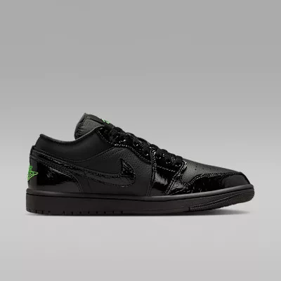 Jordan 1 Low SE Black Croc Scream Green (Women's) női alacsony szárú utcai sneaker fekete zöld