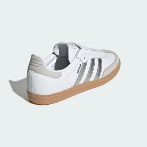 adidas Samba OG White Silver Metallic Grey (Women's) női alacsony szárú utcai sneaker fehér