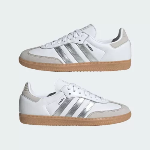 adidas Samba OG White Silver Metallic Grey (Women's) női alacsony szárú utcai sneaker fehér